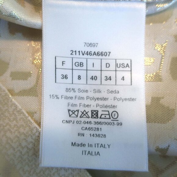 Christian Dior Chez Moi Short Sleeve Pajama Shirt Gold Metallic Size US 4 - Picture 6 of 6